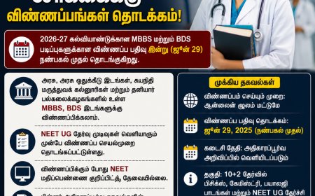 கல்விச் செய்தி | இன்று முதல் MBBS, BDS சேர்க்கைக்கு விண்ணப்பங்கள்