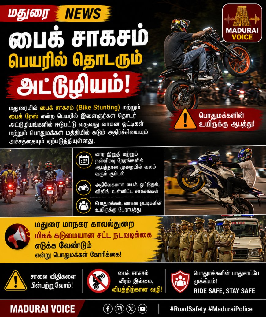Madurai News | பைக் சாகசம் பெயரில் தொடரும் அட்டூழியம்!