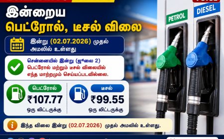 இன்றைய பெட்ரோல், டீசல் விலை