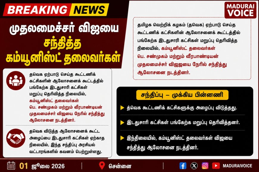 முதலமைச்சர் விஜயை சந்தித்த கம்யூனிஸ்ட் தலைவர்கள்
