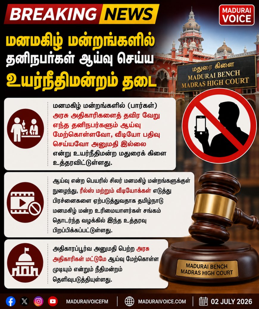 மனமகிழ் மன்றங்களில் தனிநபர்கள் ஆய்வு செய்ய உயர்நீதிமன்றம் தடை